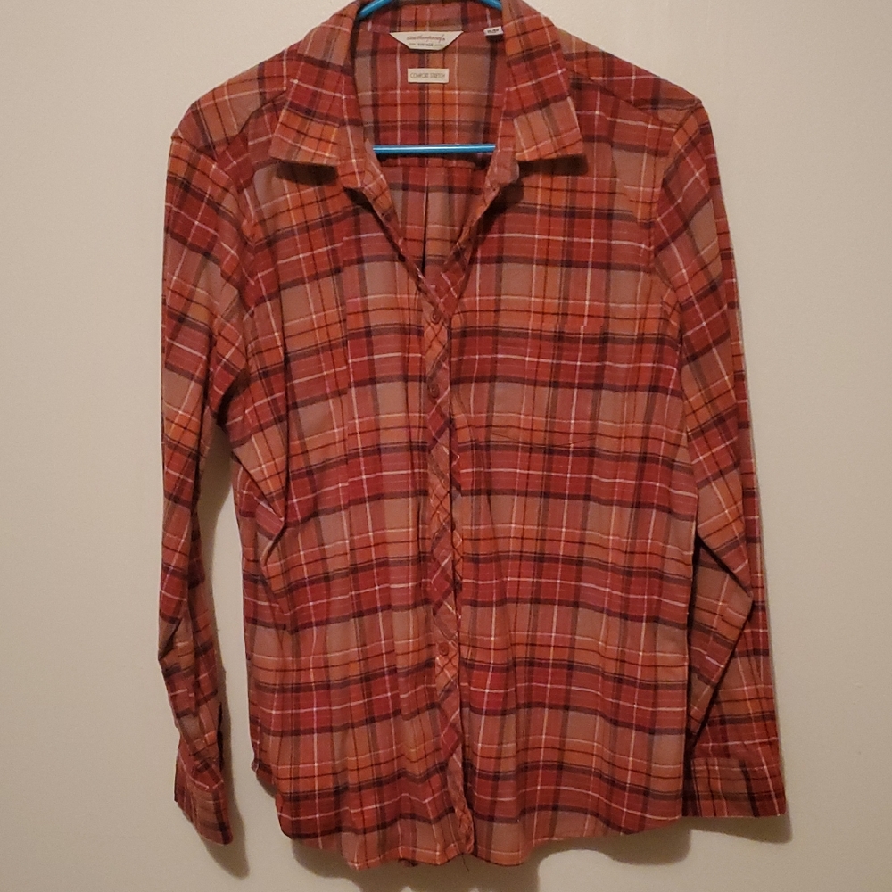 Weatherproof‎ Vintage Plaid Top - Tan and Orange